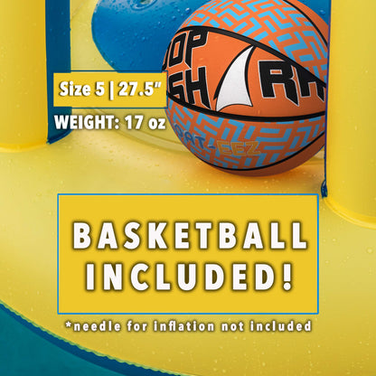 Ensemble de paniers de basket-ball de piscine par Hoop Shark - Orange/Bleu - Cerceau gonflable avec ballon - Parfait pour les jeux aquatiques compétitifs et les tirs astucieux - Jouet d'été ultime jaune