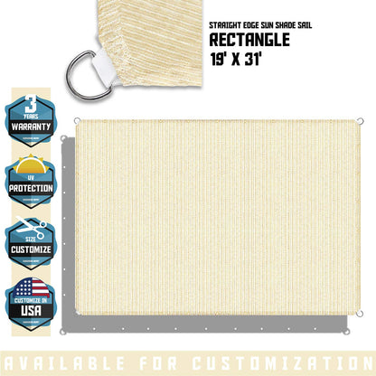 TANG Sunshades Depot 19' x 31' Beige Patio Rectangulaire Abat-Jour Robuste Anti-UV Abri Pergola Carport Allée Couverture Jardin Terrasse Personnalisée 19' x 31' 