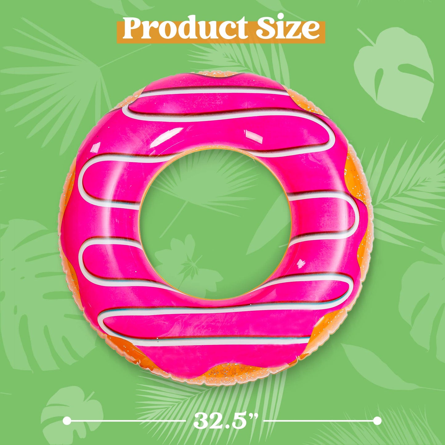 JOYIN Donut Pool Float with Glitters 32.5” (3 Pack), Funny Pool Tube Toys for Swimming Pool Party and Donut Party Supplies