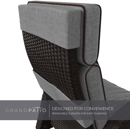 Ensemble de 2 fauteuils inclinables d'extérieur Grand Patio, chaises de patio inclinables en osier toutes saisons, table d'appoint rabattable, fauteuil inclinable, gris froid 2 pièces 2 pièces