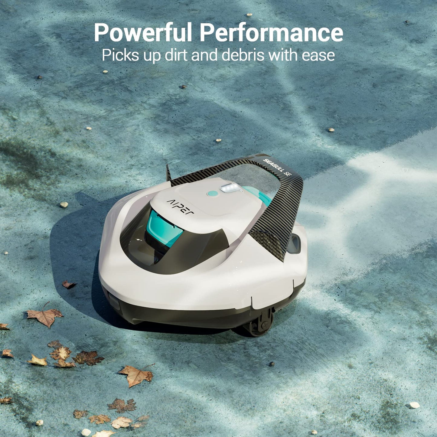 AIPER Cordless Robotic Pool Cleaner, Pool Vacuum with Dual-Drive Motors, Self-Parking Technology, Lightweight, Perfect for Above-Ground/In-Ground Flat Pools up to 40 Feet (Lasts 90 Mins) White