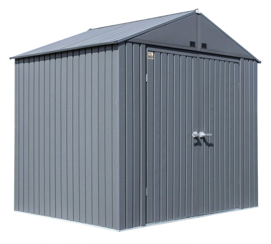 Arrow 8' x 6' Elite Steel Storage Shed with High Gable and Lockable Doors Storage Building - Anthracite