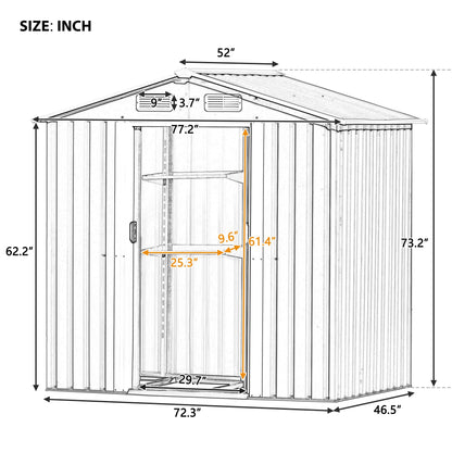 Evedy Metal Storage Shed Organizer,Patio 6ft x4ft Bike Shed Garden Shed, Metal Storage Shed with Adjustable Shelf & Lockable Door,Tool Cabinet with Vents and Foundation for Backyard, Lawn,Garden,Gray 6ft x4ft Sheds & Outdoor Storage Gray B