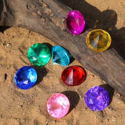 XIJUAN Gemme de plongée Jouets de Piscine Jouets de Sable, 14 Coffre au Trésor de Diamants Colorés Gemmes de Natation d'été Ensemble de Jouets de Plongée Pirate Jouet de Natation sous l'eau Cadeaux de Jeu pour Enfants pour Garçons et Filles (Argent Blanc)