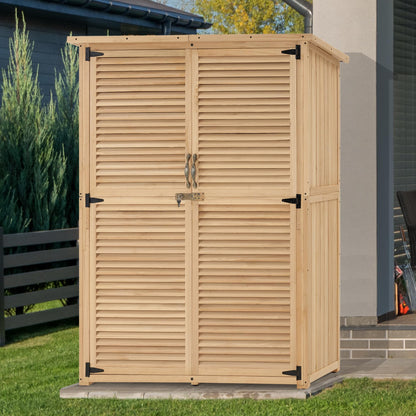 MCombo Armoire de Rangement Extérieure en Bois, Abri à Outils de Jardin avec Loquet, Armoire à Outils Extérieurs en Bois avec Portes Doubles pour Patio 1900 (Naturel, Grand) Naturel 