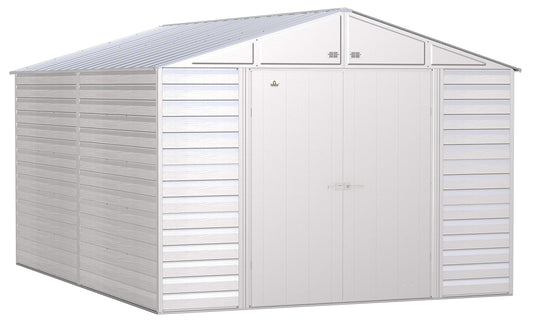 Arrow Shed Select 10' x 14' Outdoor Lockable Steel Storage Shed Building, Flute Grey