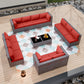ALAULM 14 Pieces Outdoor Patio Furniture Set Sectional Sofa Sets - Red