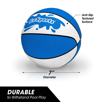 GoSports Lot de 2 ballons de basket aquatiques – Choisissez entre la taille 3 et la taille 6, idéal pour les paniers de basket de piscine bleu royal 17,8 cm (taille 3).