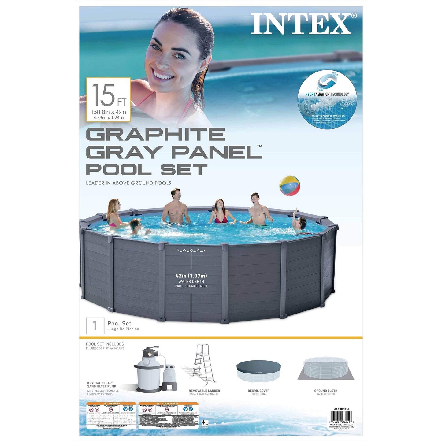 Intex 15.6ft x 49in Above Ground Swimming Pool Set w/Sand Filter Pump