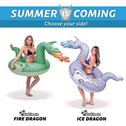 GoFloats Dragon Party Tube Radeaux gonflables – Choisissez parmi Fire Dragon et Ice Dragon, flotteurs de piscine pour adultes et enfants Ice Dragon Party Tube