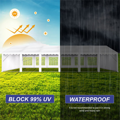 PHI VILLA 40'x20' Tente de fête extérieure robuste, grand auvent commercial, abri d'événement de mariage, abri de voiture avec parois latérales amovibles pour terrasse, événements de jardin en plein air, blanc 40 pieds x 20 pieds 