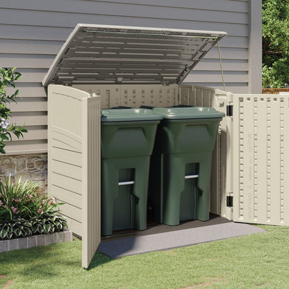 Suncast BMS2500 53 x 31,5 x 45,5 horizontal 34 pieds cubes abri de rangement extérieur en résine avec sol pour jardin, garage ou patio en ivoire (paquet de 2) 