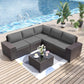 ALAULM Patio Furniture Sets 6 Pieces Patio Sectional Outdoor Furniture Patio Sofa Chairs Set - Grey