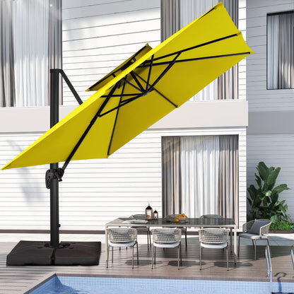 Parasol de patio en porte-à-faux carré 11 pieds jaune 