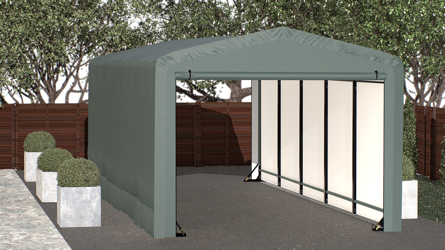 ShelterLogic ShelterTube Abri de garage et de stockage, 10' x 23' x 8', cadre en acier robuste, boîtier résistant au vent et à la neige, vert 10' x 23' x 8' 