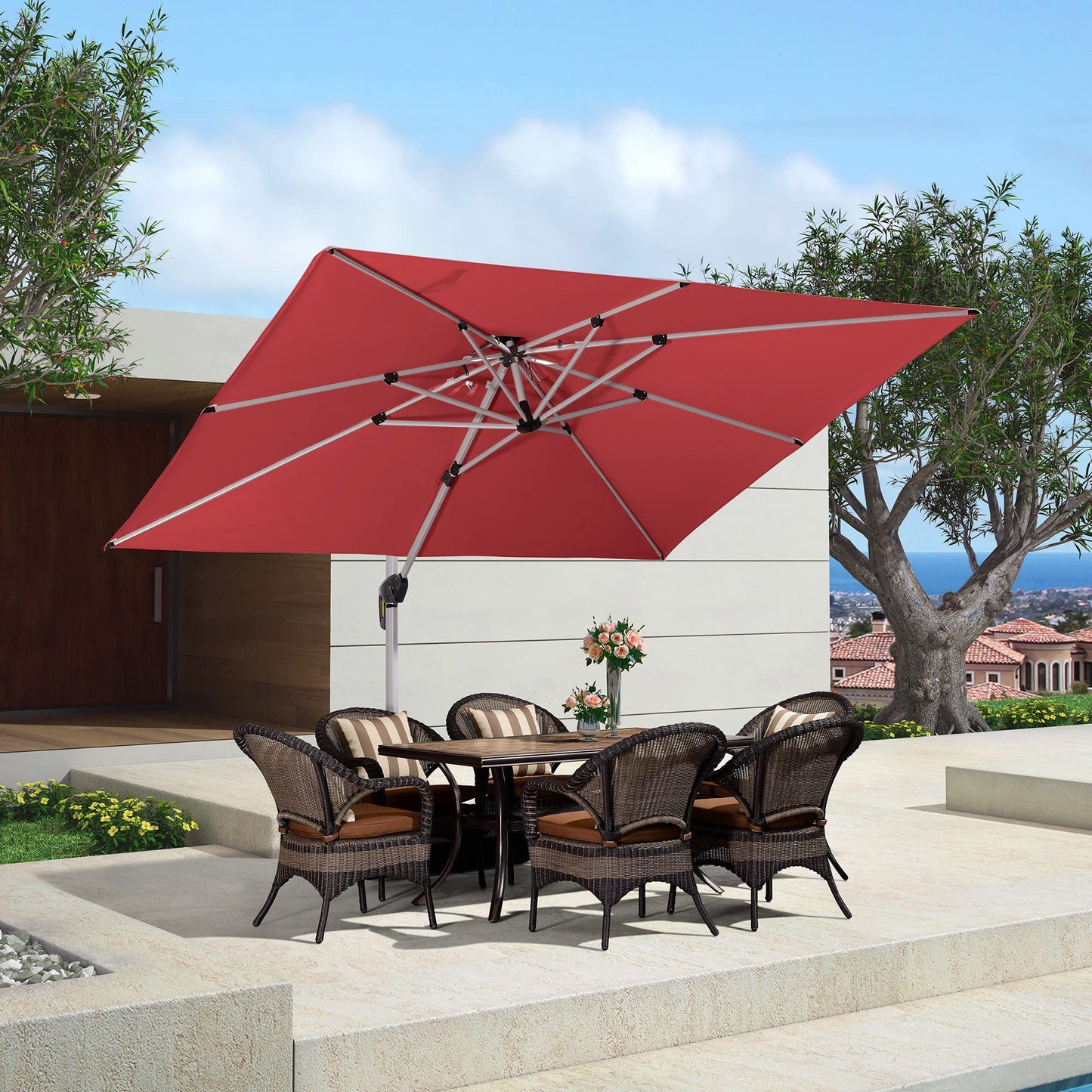 Patio Umbrella Outdoor Rectangle 9' X 11' Terra