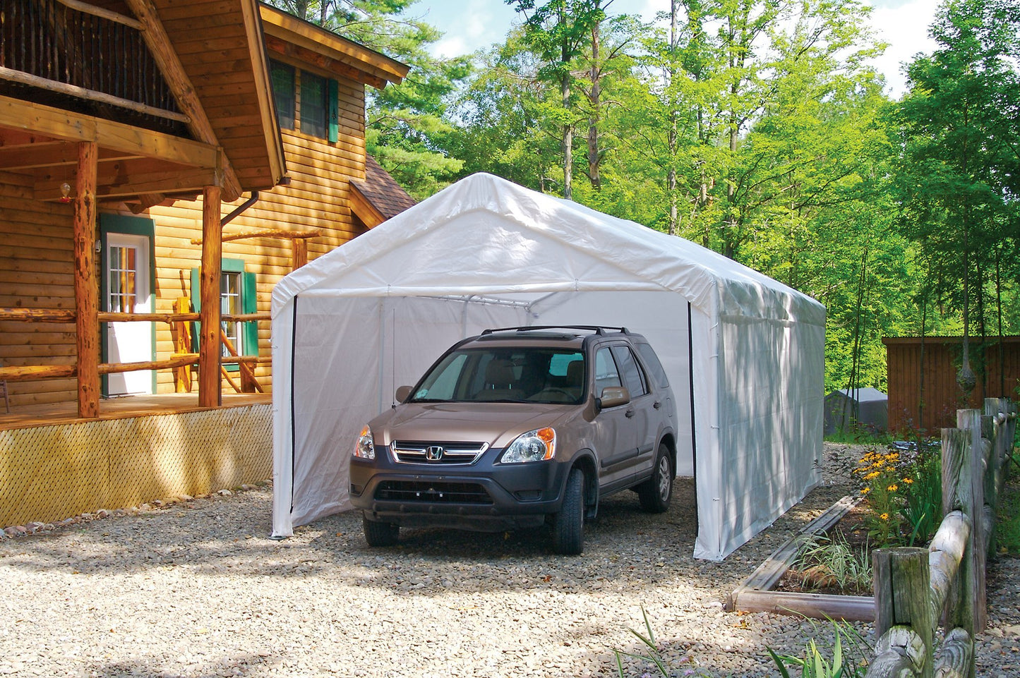 ShelterLogic 10' x 20' MaxAP Large Portable Garage 2in1 Kit Heavy-Duty Steel Frame Outdoor Canopy, Gazebo, or Carport Tent with Enclosure for Car, SUV, Truck, Boat, Tractor, White Canopy + Enclosure