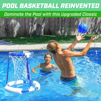 GoSports Splash Hoop 360 Jeu de basket flottant pour piscine | Comprend un cerceau, 2 balles et un cerceau bleu à pompe