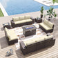 ALAULM 13 Pieces Outdoor Patio Furniture Set with Propane Fire Pit Table Outdoor Sectional Sofa Sets Patio Furniture