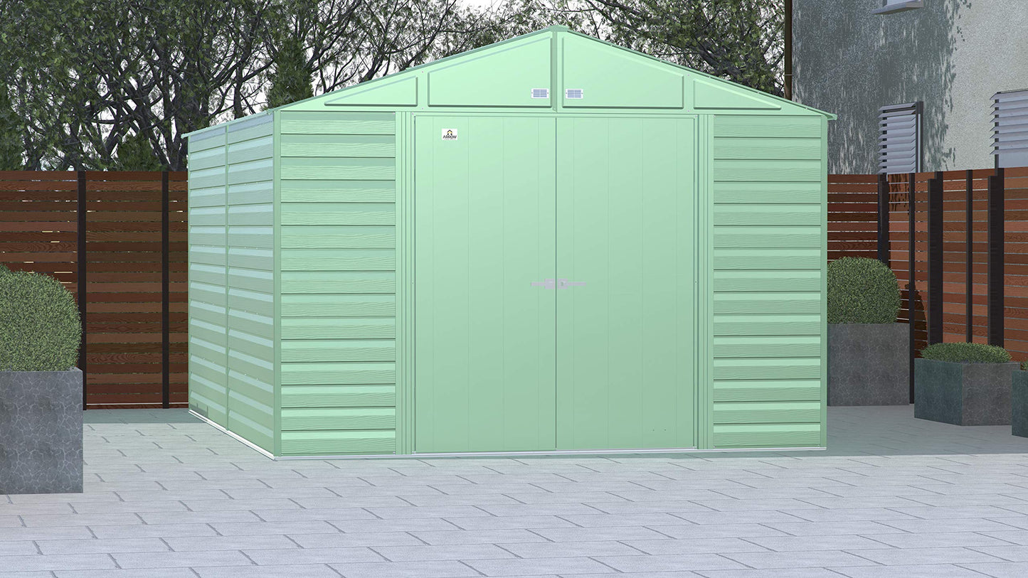 Arrow Shed Select 10' x 14' Outdoor Lockable Steel Storage Shed Building, Sage Green