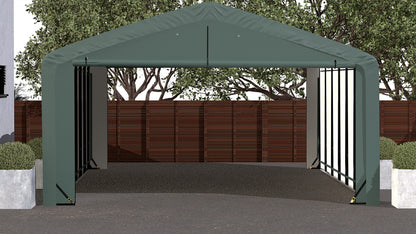 ShelterLogic ShelterTube Garage & Storage Shelter, 20' x 32' x 10' Heavy-Duty Steel Frame Wind and Snow-Load Rated Enclosure, Green 20' x 32' x 10'