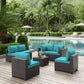ALAULM 7 Piece Outdoor Patio Furniture Sets, Patio Furniture Outdoor Sectional Sofa - Blue