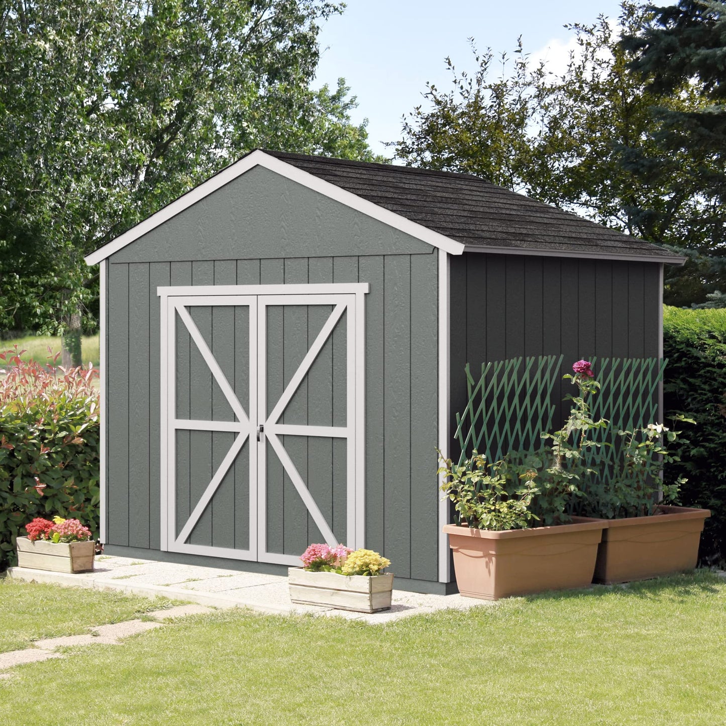 Handy Home Products Rookwood 10 X 8 Do-it-Yourself Wooden Storage Shed Brown 10x8 Without Floor