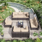 ALAULM 9 Pieces Sectional Sofa Sets, Outdoor Patio Furniture Set - Sand