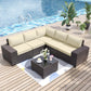 ALAULM Patio Furniture Sets 6 Pieces Patio Sectional Outdoor Furniture Patio Sofa Chairs Set - Cream