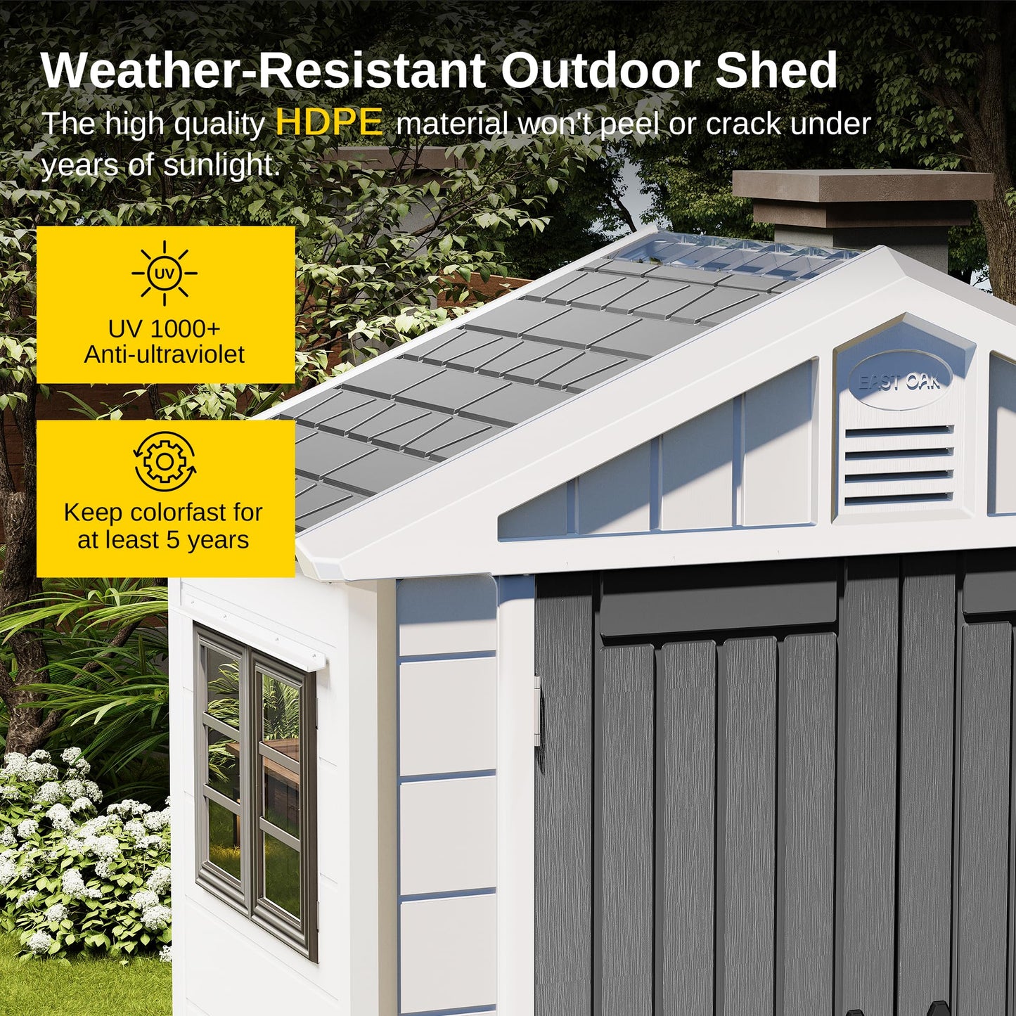 EAST OAK Connecteur modulaire pour kit d'abri de rangement extérieur 7 × 4 × 8,2 pieds, espace de rangement supplémentaire pour jardin, patio, arrière-cour 7 × 4 × 8,19 pieds 