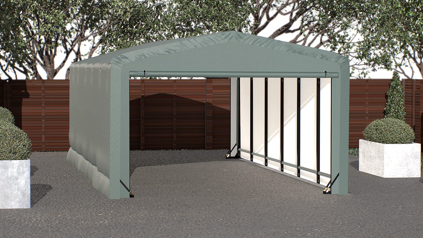 ShelterLogic ShelterTube Abri de garage et de stockage, 12' x 27' x 8', cadre en acier robuste, boîtier résistant au vent et à la neige, vert 12' x 27' x 8' 