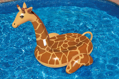 SWIMLINE Original Giant Ride On Inflatable Pool Float Lounge Series | Flotteurs W/jambes stables ailes grand gonflement ridable été plage natation fête grand radeau tube décoration Tan jouets pour enfants adultes girafe