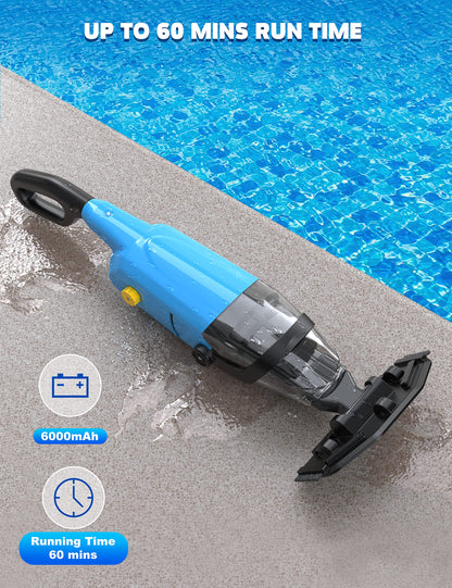 Aspirateur de piscine portatif Efurden, nettoyeur de piscine rechargeable avec durée de fonctionnement jusqu'à 60 minutes, idéal pour les piscines hors sol, les spas et les bains à remous pour le sable et les débris, bleu