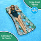 Aqua 18-Pocket Inflatable Contour Lounge, Luxury Fabric, Suntanner Pool Float, Heavy Duty, Teal Ferns 18 Pocket Lounge Teal Fern 72"L