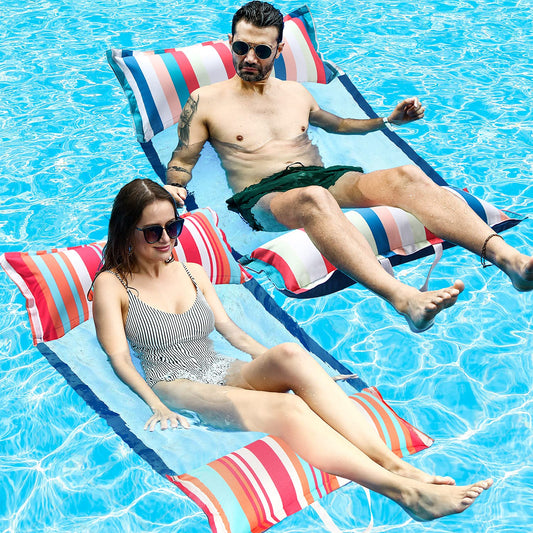 FindUWill Fabric Pool Hammock Floats, XL, 2Pack Inflatable Multi Purpose Water Hammocks Floaties (Saddle, Lounge Chair, Hammock, Drifter), Pool Float Lounger for Adults LAKE&LOLLYPOP