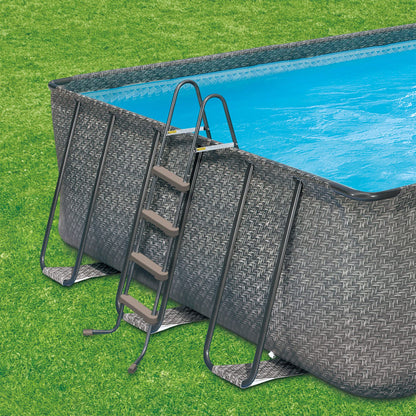 Summer Waves P42412521 Elite 24 Foot x 12 Foot x 52 Inch Outdoor Frame Above Ground Swimming Pool Set w/Filter Pump, Cover, Ladder, & Ground Cloth Gray