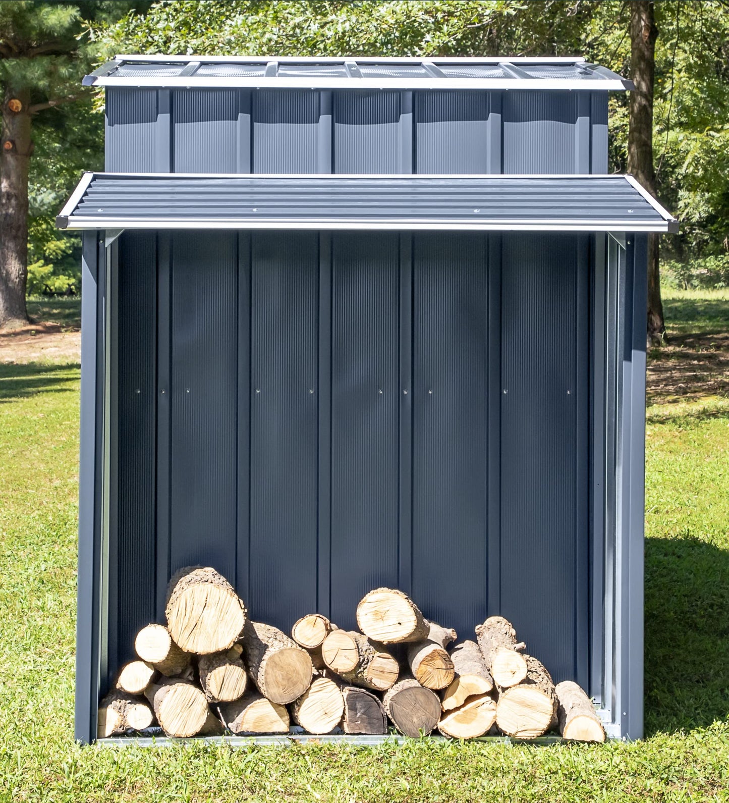 Arrow Sheds 10' x 5' Galvanized Steel 3-in-1 Pad-Lockable Outdoor Utility Storage Shed, Anthracite Modern