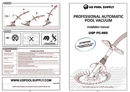 Aspirateur de piscine automatique professionnel US Pool Supply - Aspiration puissante qui élimine les débris de piscine, nettoie les sols, les murs et les marches