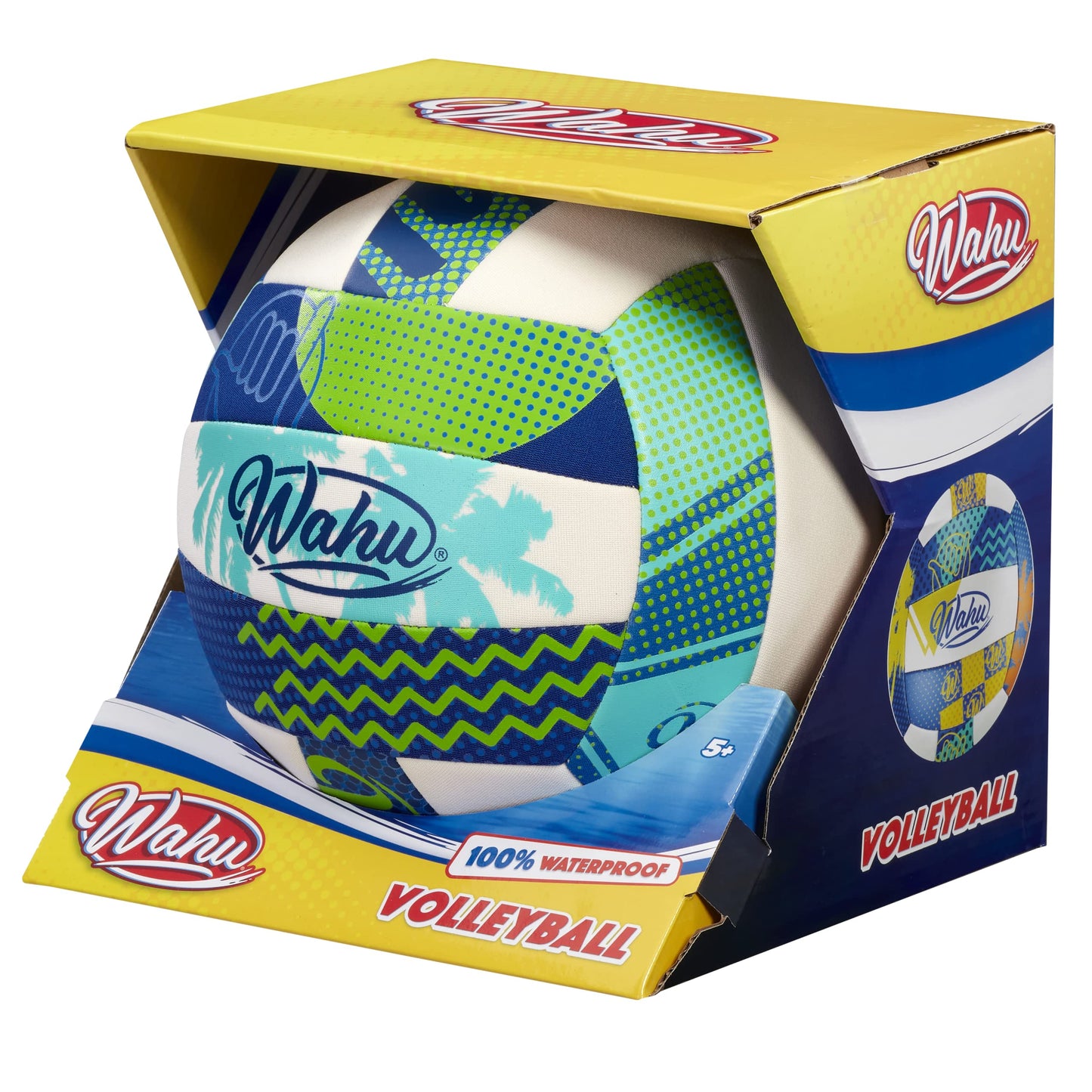WAHU Volleyball Green - 100% Waterproof Soft Neoprene Material for Play in and Out of The Water - Regulation Size 5,Green