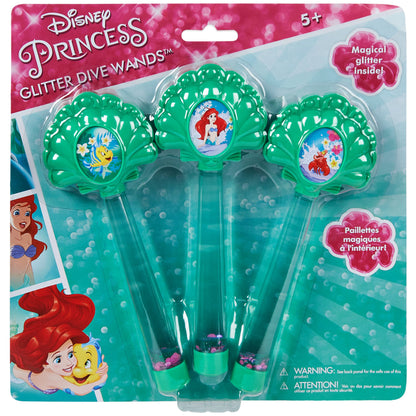 SwimWays Disney Princess Ariel Glitter Dive Wands Lot de 3 jouets de plongée, jouets de bain et fournitures de fête à la piscine pour enfants de 5 ans et plus, les styles peuvent varier Multicolore