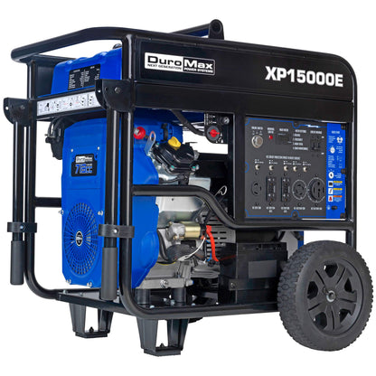 DuroMax XP15000E Gas Powered Portable Generator-15000 Watt Electric Start-Home Back Up & RV Ready, 50 State Approved, Blue/Black 15,000-Watt Gas