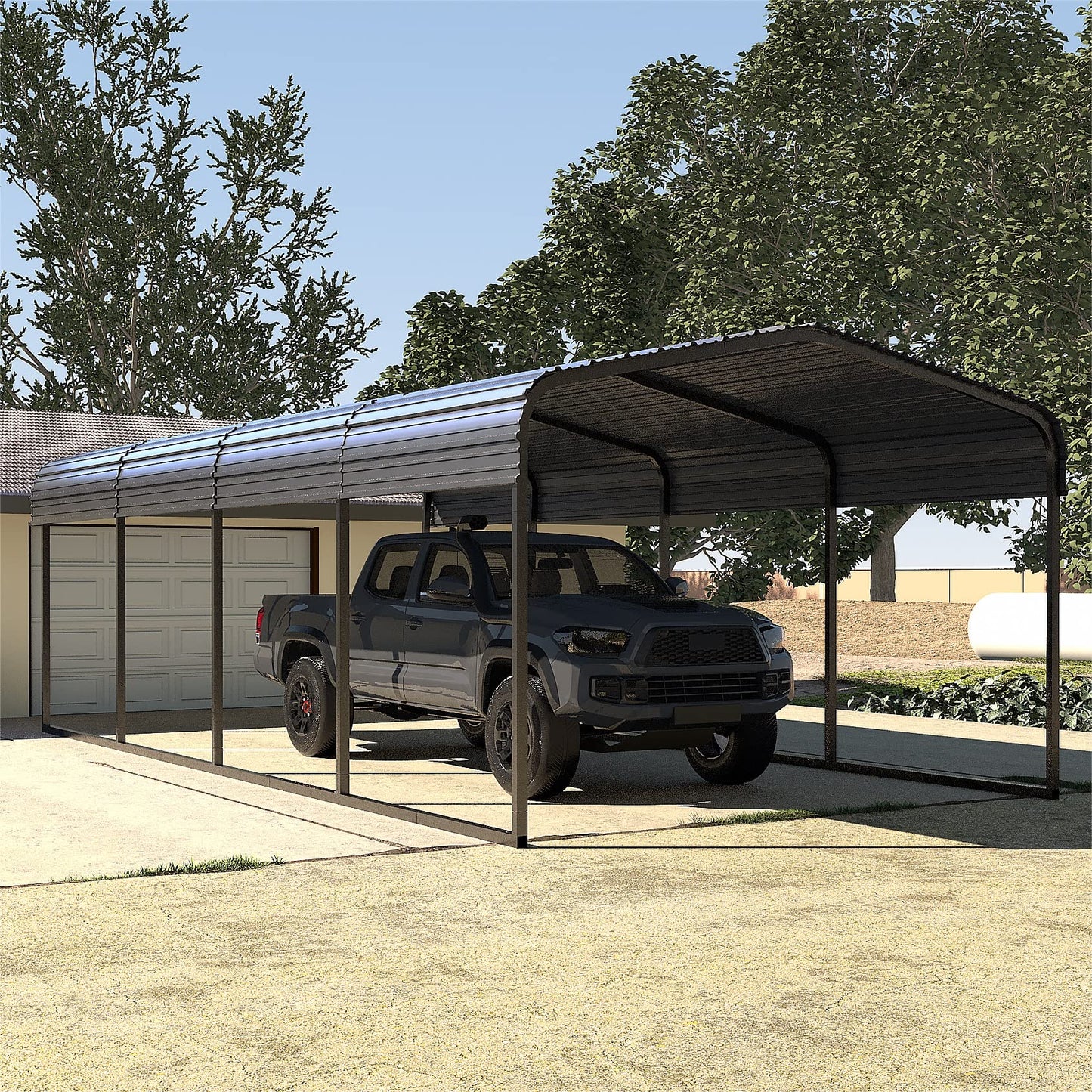 MUPATER 12' x 20' Carport, Outdoor Metal Carport Tent, Heavy Duty Garage Car Shelter Shade with Metal Roof, Frame and Bolts for Car and Boat, Grey