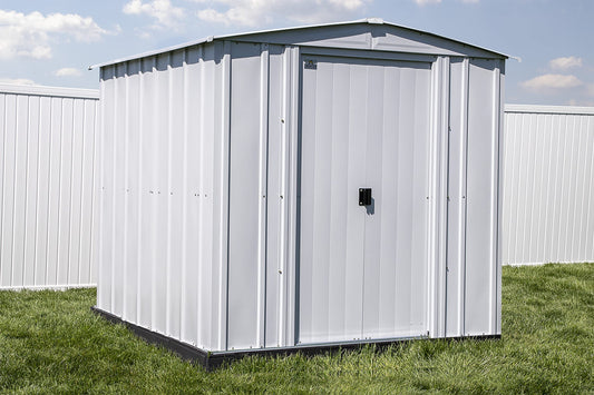 Arrow Shed Classic 6' x 7' Outdoor Padlockable Steel Storage Shed Building, Flute Grey 6' x 7'