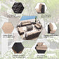 ALAULM 13 Pieces High-back w/Fire Pit Patio Furniture Set with Propane Fire Pit Table - Sand