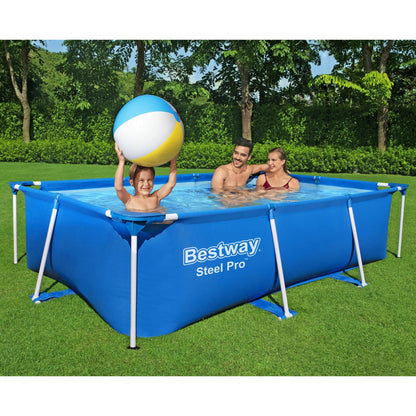 Bestway Steel Pro 8,5 pieds x 67 pouces x 24 pouces cadre en acier rectangulaire piscine extérieure hors sol, bleu (piscine uniquement) 8,6' x 5,6' x 24"