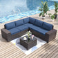 ALAULM Patio Furniture Sets 6 Pieces Patio Sectional Outdoor Furniture Patio Sofa Chairs Set - Dark Blue
