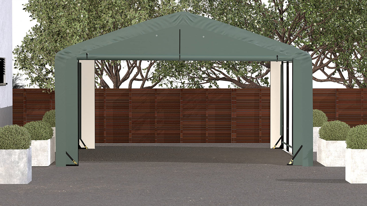 ShelterLogic ShelterTube Abri de garage et de stockage, 20' x 23' x 10', cadre en acier robuste, boîtier résistant au vent et à la neige, vert 20' x 23' x 10' 