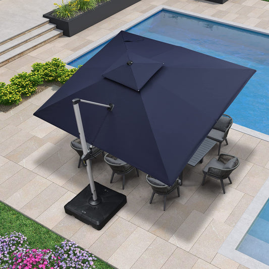 Patio Umbrella Outdoor Rectangle Umbrella 10' X 12' Navy Blue