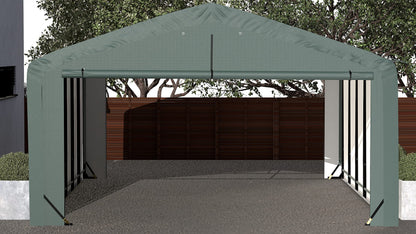 ShelterLogic ShelterTube Abri de garage et de stockage, 20' x 27' x 12', cadre en acier robuste, boîtier résistant au vent et à la neige, vert 20' x 27' x 12' 