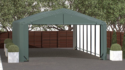 ShelterLogic ShelterTube Garage & Storage Shelter, 20' x 32' x 10' Heavy-Duty Steel Frame Wind and Snow-Load Rated Enclosure, Green 20' x 32' x 10'